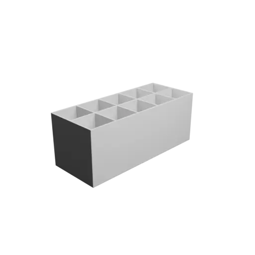 Multi-compartment box STL 3D file: 10 compartments of 50×50×100 mm