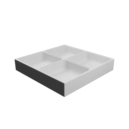 Color-coded compartment box STL 3D file: 4 compartments of 50×50×16 mm