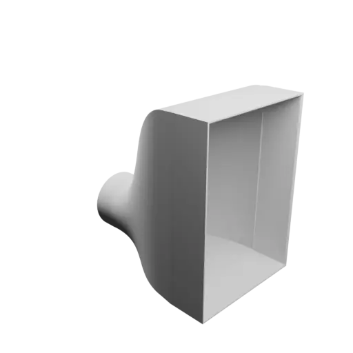 fichier STL Adaptateur de tube rond ⌀80 mm vers rectangulaire 154×220 mm, épaisseur 3 mm + décalage