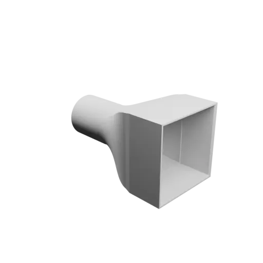 fichier 3D STL Adaptateur de tube rond ⌀50 mm vers rectangulaire 80×80 mm, épaisseur 3 mm