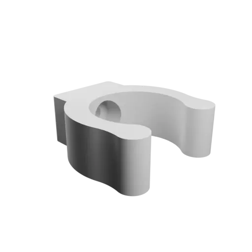 Clip-on pipe support Ø20 mm STL file · Round head screw Ø4 mm