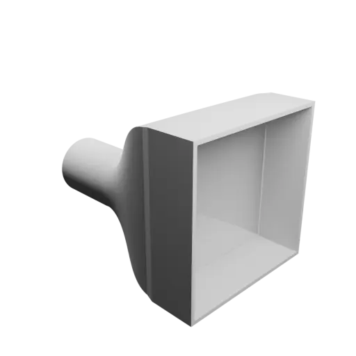 Round-to-Rectangular Tube Adapter STL file ⌀30 mm to 80×80 mm, thickness 2 mm + offset