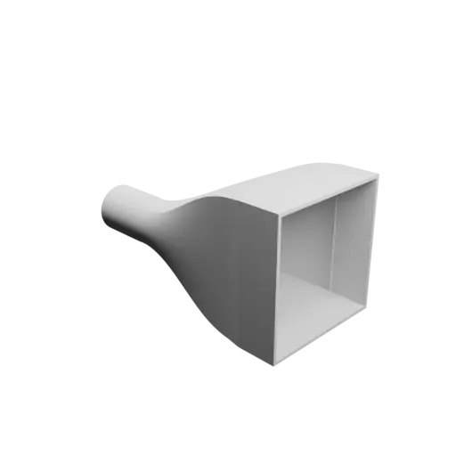 Round-to-Rectangular Tube Adapter STL 3D file ⌀30 mm to 80×80 mm, thickness 2 mm + offset