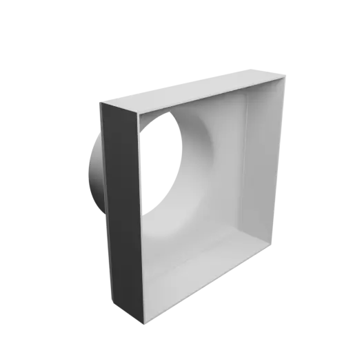 fichier 3D STL Adaptateur de tube rond ⌀156 mm vers rectangulaire 220×220 mm, épaisseur 2 mm
