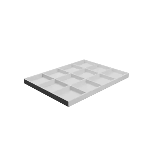 Multi-compartment box STL 3D file: 12 compartments of 50×50×10 mm