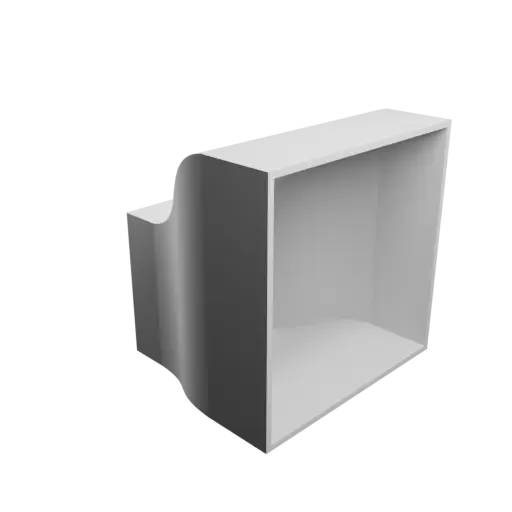 fichier 3D STL Adaptateur de conduit rectangulaire 38x54.6mm vers 80.5x80.5mm - transition: 52mm