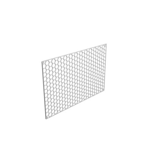 Honeycomb grid STL 3D file, center-to-center: 238x155mm, mesh: 10mm - Ø3mm