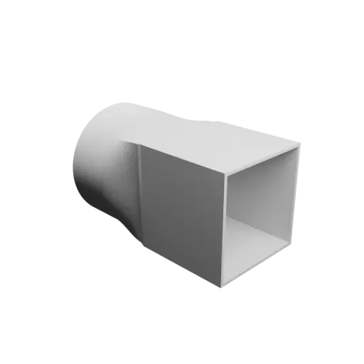 fichier STL Adaptateur de tube rond ⌀126.5 mm vers rectangulaire 100×100 mm, épaisseur 3 mm