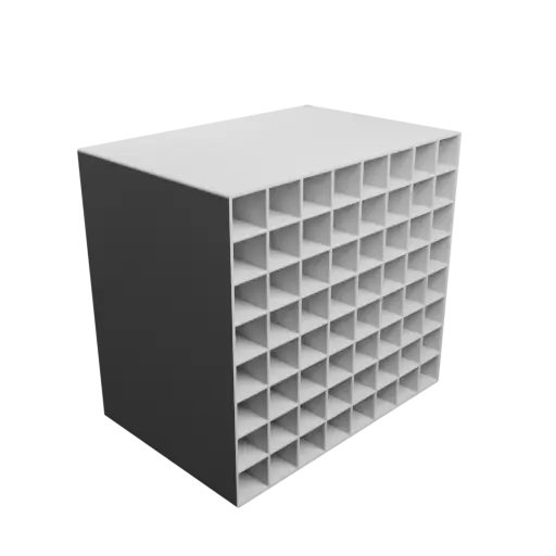 Small parts organizer with 64 drawers 20×20×138 mm STL 3D file, thickness: 2 mm