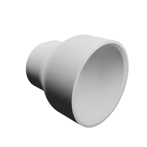 Oval duct transition adapter STL file 43x35 mm to 58.1x58 mm – transition: 20 mm