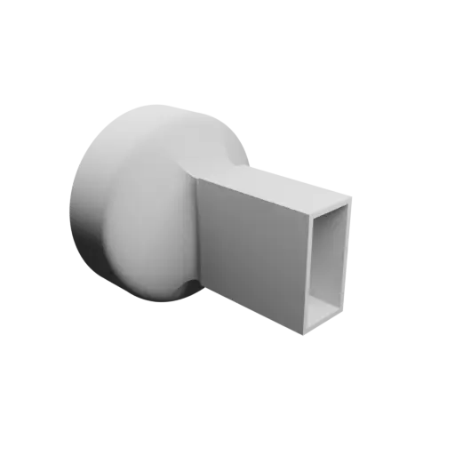 Modèle 3D Fichier 3D STL Adaptateur de tube rond ⌀126&nbsp;mm vers rectangulaire 30×63.5&nbsp;mm, épaisseur 3&nbsp;mm