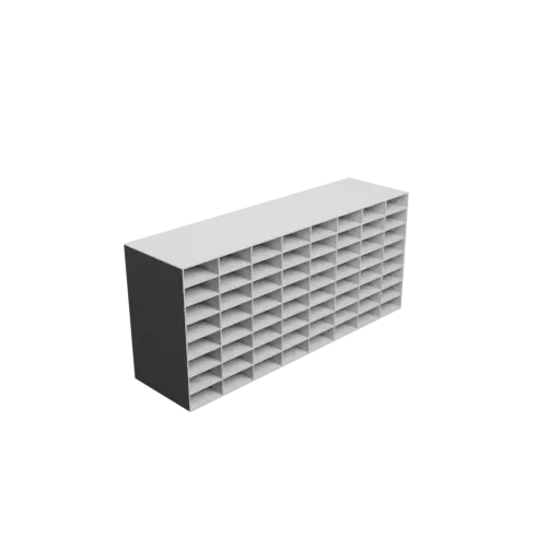 Small parts organizer with 64 drawers 60×25×138 mm STL file, thickness: 2 mm