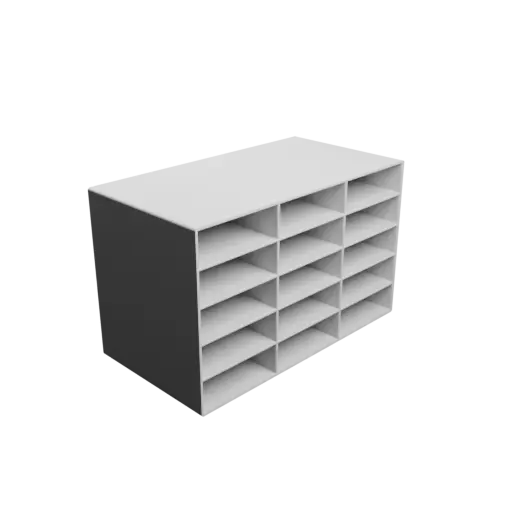 Small parts organizer with 15 drawers 60×20×101 mm STL 3D file, thickness: 2 mm