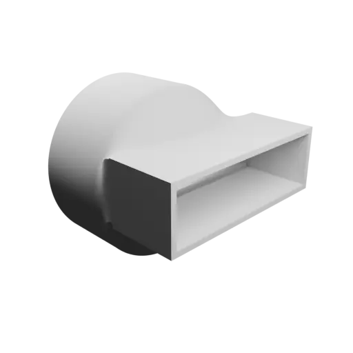 fichier STL Adaptateur de tube rond ⌀100 mm vers rectangulaire 100×30 mm, épaisseur 3 mm + décalage