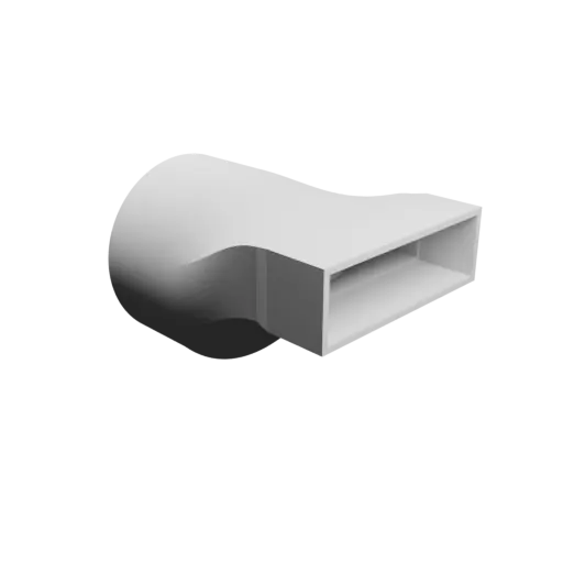 fichier STL Adaptateur de tube rond ⌀100 mm vers rectangulaire 100×30 mm, épaisseur 3 mm + décalage