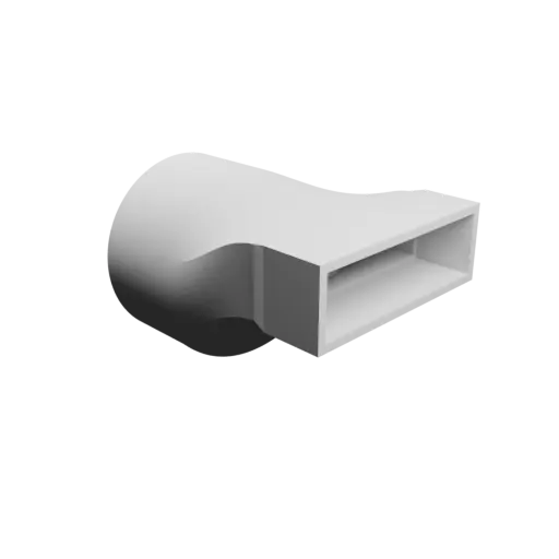 fichier STL Adaptateur de tube rond ⌀100 mm vers rectangulaire 100×30 mm, épaisseur 4 mm + décalage