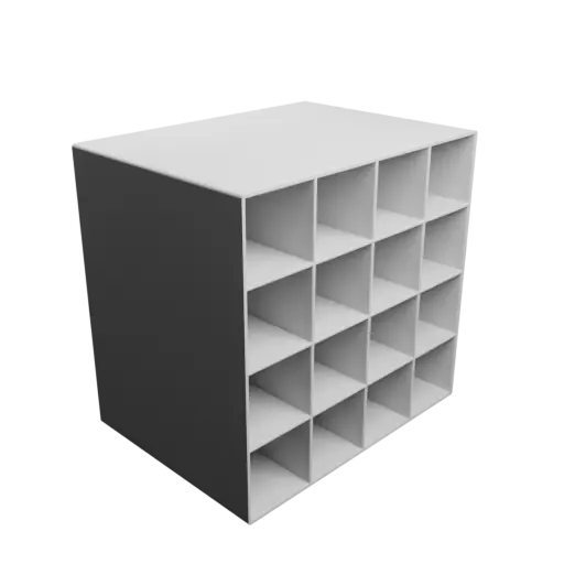 fichier 3D STL Casier de rangement 16 tiroirs 38×38×127 mm, épaisseur: 2 mm