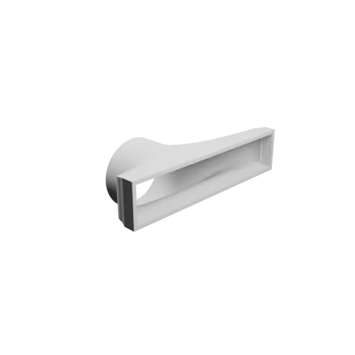 fichier STL Adaptateur de tube rond ⌀60 mm vers rectangulaire 150×30 mm, épaisseur 3 mm + décalage