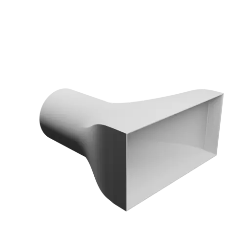 fichier STL Adaptateur de tube rond ⌀105.4 mm vers rectangulaire 240.4×120 mm, épaisseur 2 mm + décalage