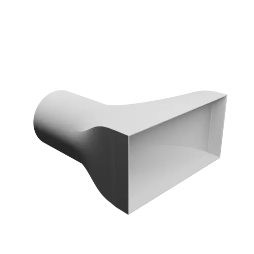 fichier STL Adaptateur de tube rond ⌀109.4 mm vers rectangulaire 240.4×120 mm, épaisseur 2 mm + décalage