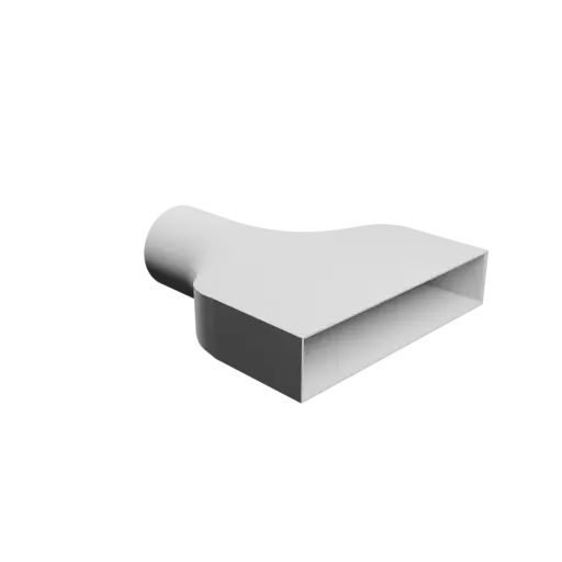 fichier STL Adaptateur de tube rond ⌀91 mm vers rectangulaire 250×50 mm, épaisseur 3 mm + décalage
