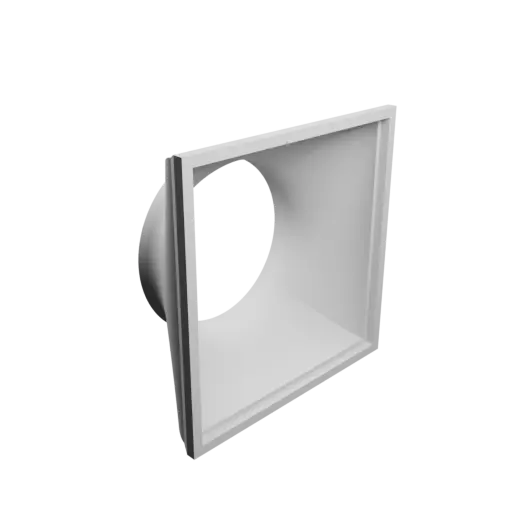 fichier STL Adaptateur de tube rond ⌀100 mm vers rectangulaire 128×129 mm, épaisseur 5 mm