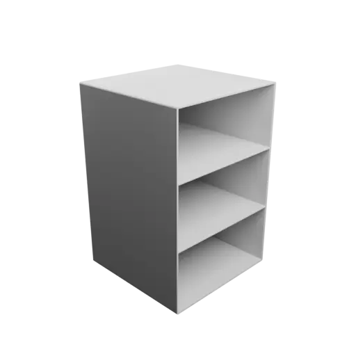 Small parts organizer with 3 drawers 127×62×127 mm STL 3D file, thickness: 2 mm