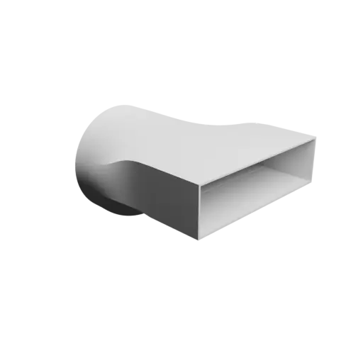 fichier 3D STL Adaptateur de tube rond ⌀150 mm vers rectangulaire 200×55 mm, épaisseur 2 mm + décalage