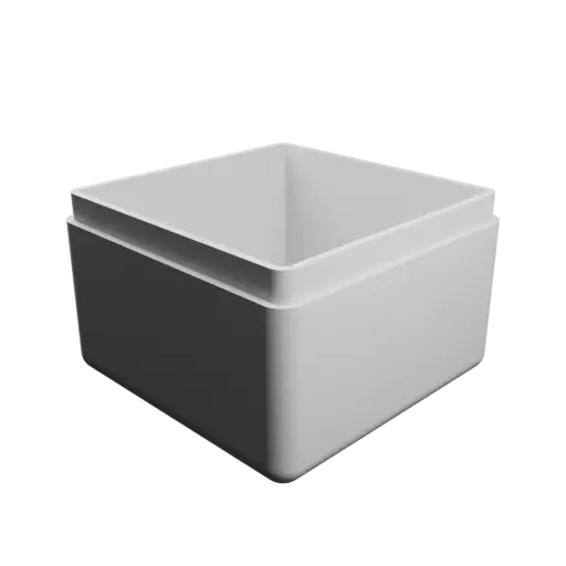 square-base box with lid STL 3D file – 45×45×32 mm, wall thickness 2 mm