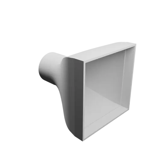 fichier STL Adaptateur de tube rond ⌀60 mm vers rectangulaire 120×120 mm, épaisseur 3 mm