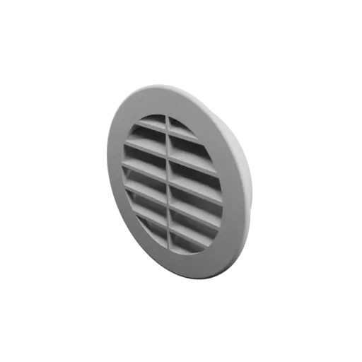 Round air vent STL 3D file ∅ 100 mm, slat angle: 45° with central reinforcement