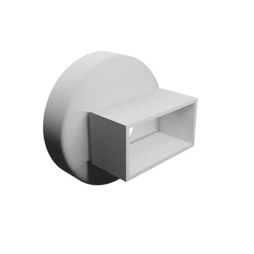 fichier STL Adaptateur de tube rond ⌀150 mm vers rectangulaire 100×49 mm, épaisseur 4 mm + décalage