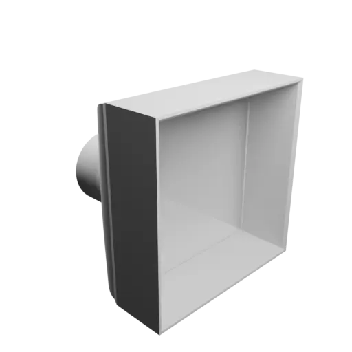Modèle 3D Fichier 3D STL Adaptateur de tube rond ⌀48.5&nbsp;mm vers rectangulaire 120×120&nbsp;mm, épaisseur 3&nbsp;mm + décalage