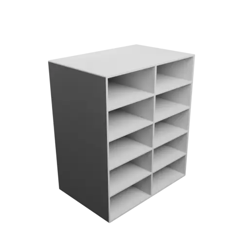 Small parts organizer with 10 drawers 79×35×110 mm STL 3D file, thickness: 3 mm