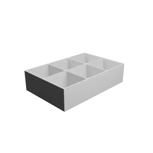 Color-coded compartment box STL file: 6 compartments of 67×67×50 mm