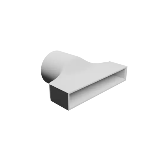 fichier STL Adaptateur de tube rond ⌀68 mm vers rectangulaire 140×20 mm, épaisseur 4 mm