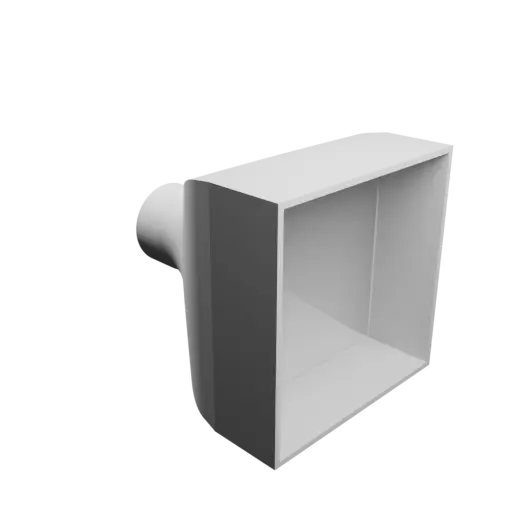 fichier STL Adaptateur de tube rond ⌀48.5 mm vers rectangulaire 120×120 mm, épaisseur 3 mm