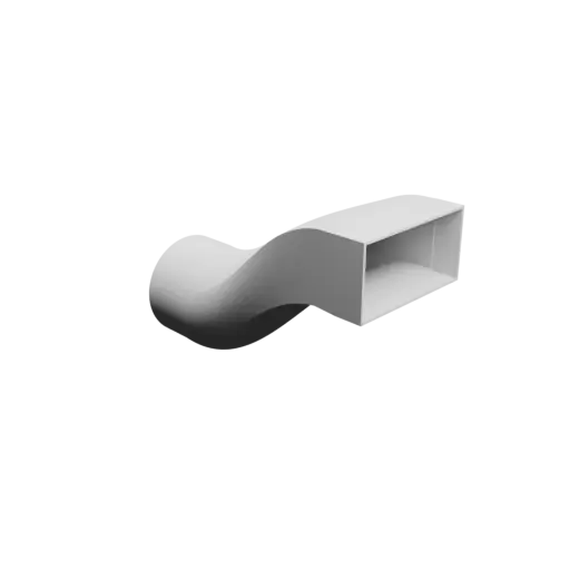 Modèle 3D Fichier 3D STL Adaptateur de tube rond ⌀103&nbsp;mm vers rectangulaire 120.3×60.3&nbsp;mm, épaisseur 2&nbsp;mm + décalage