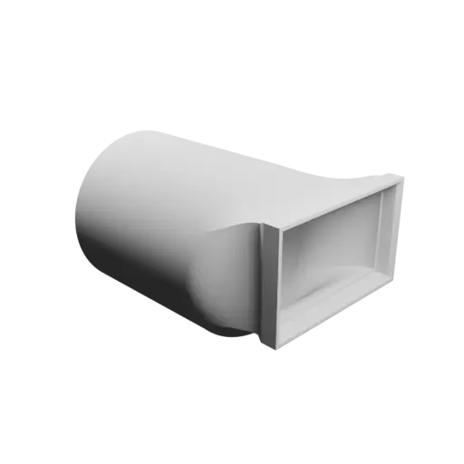 Modèle 3D Fichier 3D STL Adaptateur de tube rond ⌀50&nbsp;mm vers rectangulaire 49×28.5&nbsp;mm, épaisseur 2&nbsp;mm + décalage