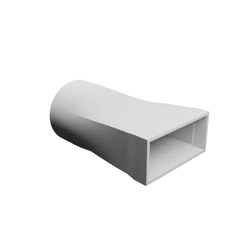 fichier 3D STL Adaptateur de tube rond ⌀76 mm vers rectangulaire 90×40 mm, épaisseur 3 mm + décalage