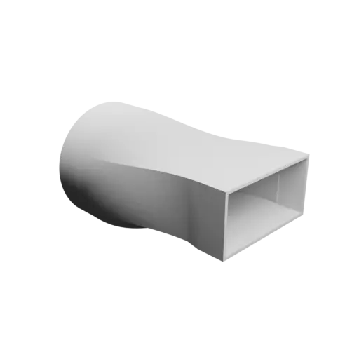 fichier STL Adaptateur de tube rond ⌀130 mm vers rectangulaire 120×60 mm, épaisseur 3 mm + décalage