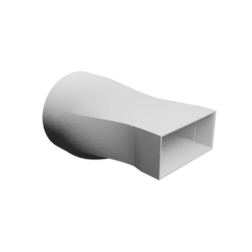 fichier STL Adaptateur de tube rond ⌀130 mm vers rectangulaire 114×54 mm, épaisseur 3 mm + décalage