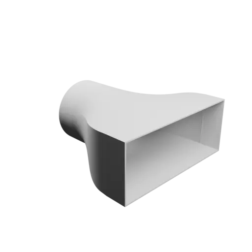 fichier 3D STL Adaptateur de tube rond ⌀124 mm vers rectangulaire 250×100 mm, épaisseur 2 mm