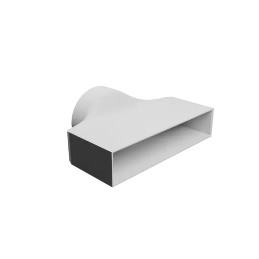 fichier STL Adaptateur de tube rond ⌀100 mm vers rectangulaire 200×40 mm, épaisseur 3 mm + décalage