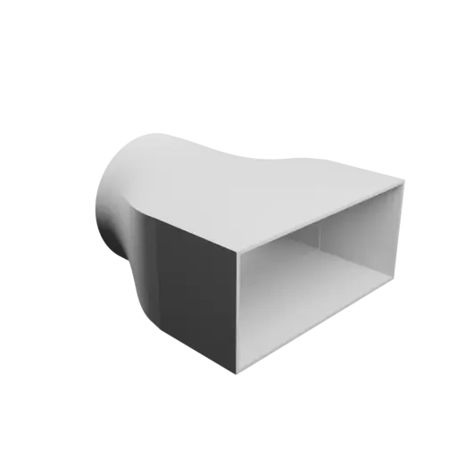 Modèle 3D Fichier 3D STL Adaptateur de tube rond ⌀95&nbsp;mm vers rectangulaire 145×65&nbsp;mm, épaisseur 2&nbsp;mm