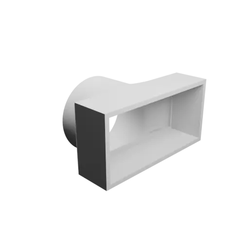 fichier STL Adaptateur de tube rond ⌀79 mm vers rectangulaire 121×56 mm, épaisseur 4 mm + décalage