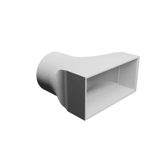fichier STL Adaptateur de tube rond ⌀79 mm vers rectangulaire 121×56 mm, épaisseur 4 mm + décalage