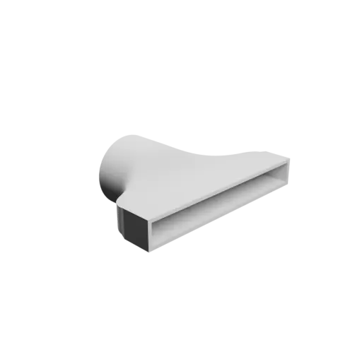 fichier STL Adaptateur de tube rond ⌀85 mm vers rectangulaire 215×25 mm, épaisseur 4 mm + décalage