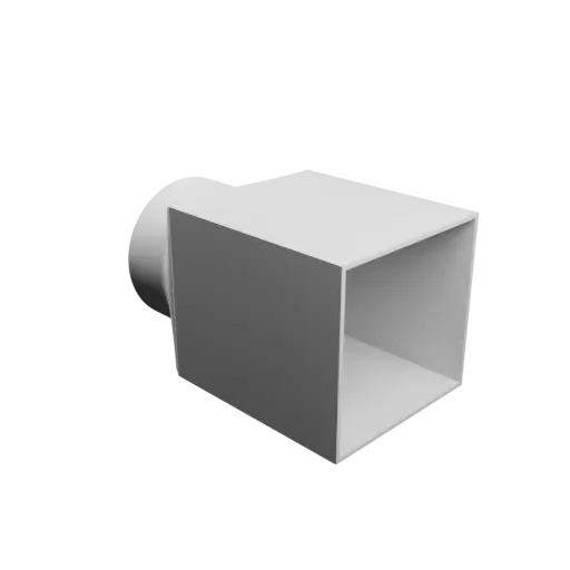fichier STL Adaptateur de tube rond ⌀75 mm vers rectangulaire 84×80 mm, épaisseur 2 mm