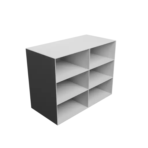 Small parts organizer with 6 drawers 150×75×150 mm STL file, thickness: 2 mm